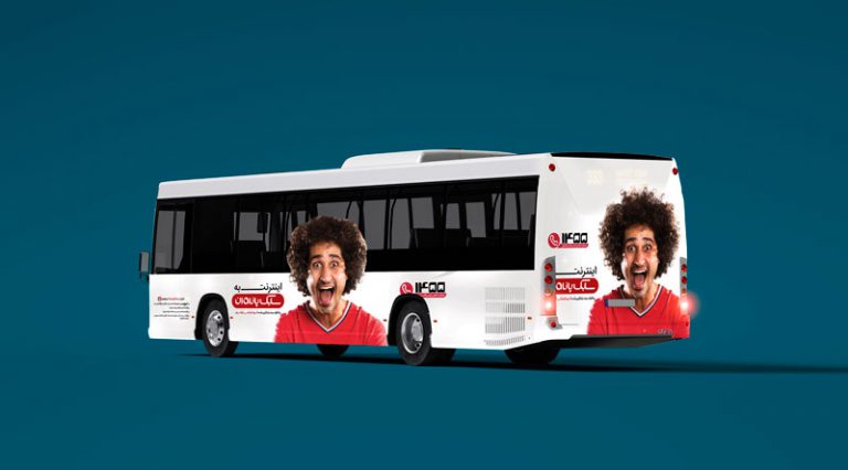 تبلیغات روی اتوبوس خمات اینترنتی پاناوان